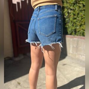 Abercrombie & Fitch High Rise Distressed Raw-Hem Cutoff Denim Shorts